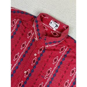 Vintage Motto Reddot Shirt Mens Extra Large Red Aztec Southwest Short Sleeve 90s